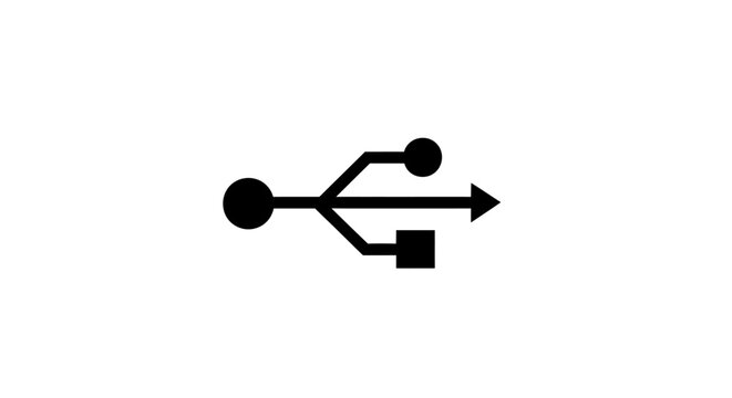 Black and white arrow symbol icon.
