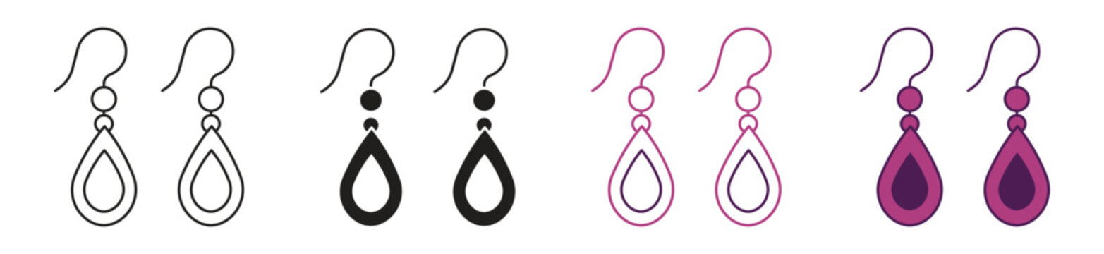Set earrings icon isolated on white background. Jewelry accessories, vector illustration.