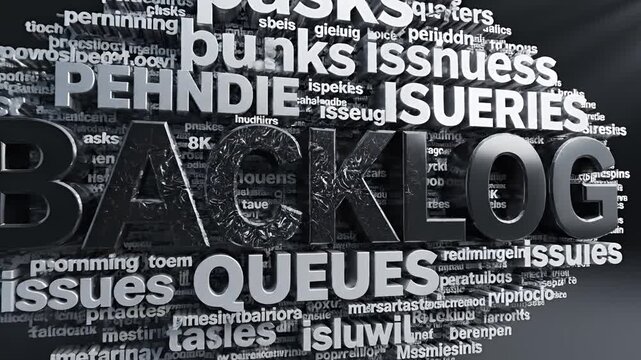 3D Backlog Text with Related Words and Concepts.
