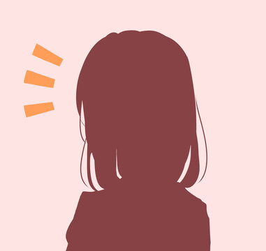 ゆるい女子学生　気付く　シルエット