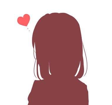 ゆるい女子学生　恋　シルエット