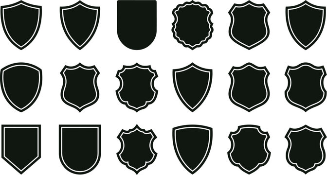Black shield collection diverse heraldic shapes for branding emblems and design projects