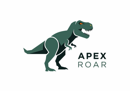 Aggressive T rex logo with roaring dynamic expression