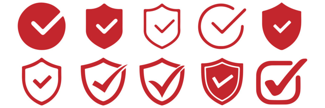 Check tick mark icon set. Cross box x check mark checkbox v list vector draw hand drawn sketch doodle brush marker checklist symbol wrong right circle. Vector Illustration