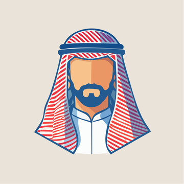 Illustration of a man wearing a traditional keffiyeh and thobe