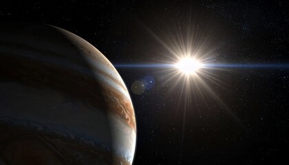 Naklejka premium Jupiters Gaseous Beauty - A Stunning View of the Solar System Giant.