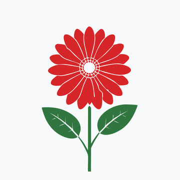 Red Gerbera Daisy Flower Icon