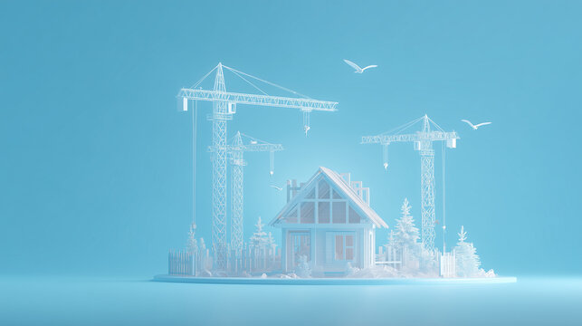 Colorful Miniature Houses Under Construction