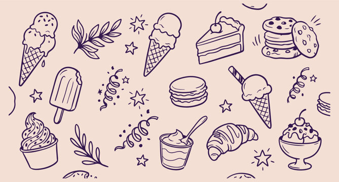 bakery dessert pattern, delicious sweet treats, tasty pastry snack, cafe sugar menu, gourmet cake delight, minimal line art, vector background design
bakery, dessert, pattern, delicious, sweet, treats
