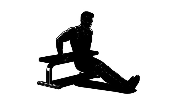 Man Doing Bench Tricep Dips Exercise Vector for Upper Body Fitness Training