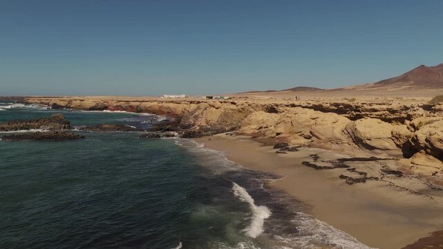 Playa de los Ojos Beach and Volcanic Cliffs in Jandia Fuerteventura Canary Islands Spain