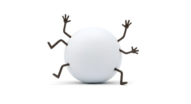 Multi legged white sphere figure in motion