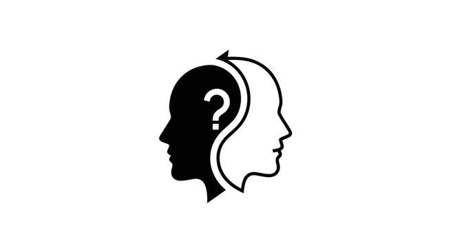 Black and white human head silhouette.