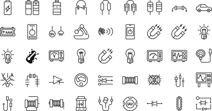 Electronic components and circuitry icons represent modern technological connectivity and measurement tools.