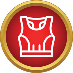 Fototapeta premium Bulletproof vest icon in a red circle with a golden frame, symbolizing security
