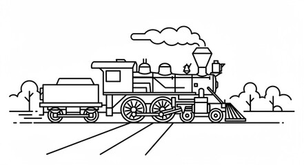 Vintage Steam Locomotive Train Illustration. © Redasa