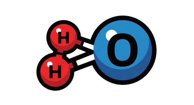 Water molecule structure with oxygen and hydrogen atoms.
