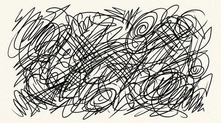 Obraz premium Abstract scribbles and chaotic lines forming a busy, dynamic, and energetic pattern of random art, evoking a sense of movement and expressive creativity