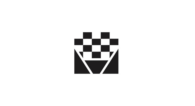 Black and white racing checkered flag icon.