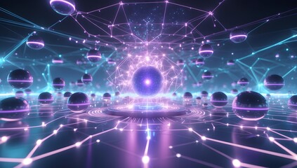 Fototapeta premium Deep Space Singularity Forge With Alien Plasma Harmonic Circuit Orbs