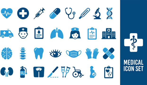 Medical vector icon set a comprehensive collection of healthcare and science symbols in a modern design