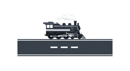 Vintage steam locomotive on a railway track. © Sadar