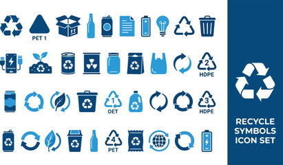 Icons set recycling symbols, waste management, and ecological concepts © Iconesia Studio