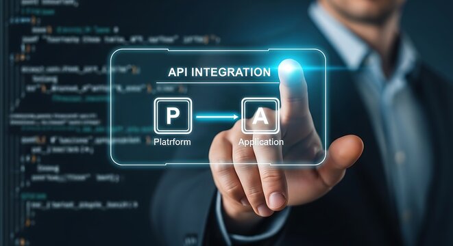 Man interacting with API integration interface in coding environment