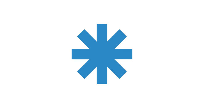 Blue Asterisk Symbol Graphic Design Element.