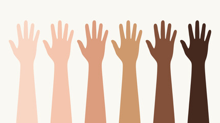 Fototapeta premium Diverse hands raised in solidarity and support.