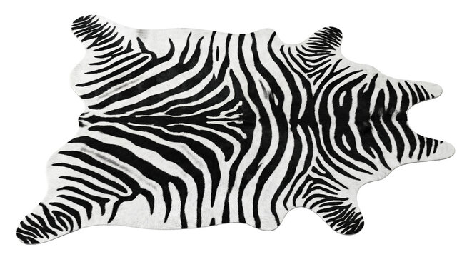 Natural black and white striped zebra skin rug pelt