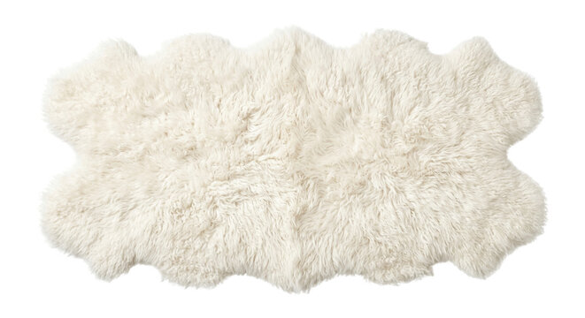 Soft fluffy white sheepskin faux fur rug pelt