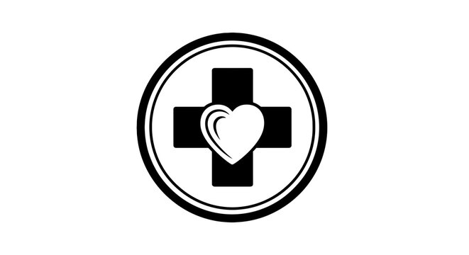 Medical Cross Symbol with Heart.