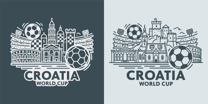 Croatia World Cup Football Landmark Illustration