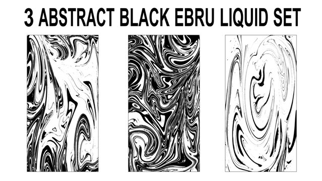 Traditional Turkish ebru illustration. Abstract background Set.