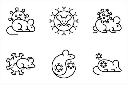 Hantavirus Icon set, Hantavirus Infected Rat vector illustration on white background