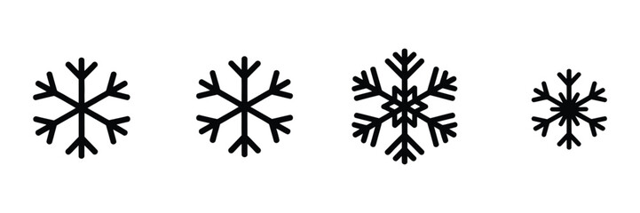 Fototapeta premium Snowflake icon set for winter, cold weather, and seasonal design concepts in vector style.