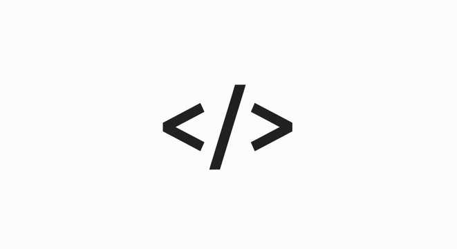 Black Code Brackets Symbol Isolated.