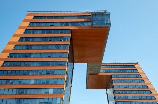 NOVOSIBIRSK, RUSSIA - AUGUST 30, 2025: Fragment of the modern building of the Technopark, Akademgorodok (Akadempark), Novosibirsk. Russia