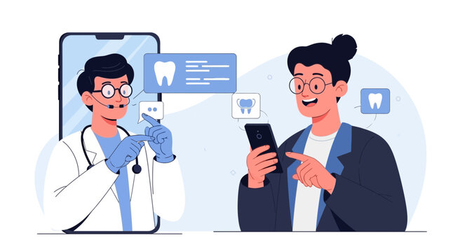Online Dental Consultation: Doctor and Patient Communicate on Mobile