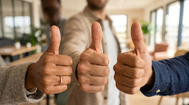  Three Hands Showing Thumbs Up