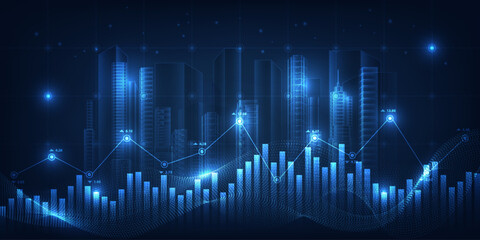 Naklejka premium Vector illustrations of abstract economic artwork and background for real estate business financial and investment.