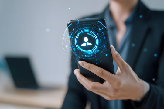 パスキー認証によるスマートフォンのスマート認証 デジタル本人確認・ログインセキュリティ・ID管理・会員管理・ゼロトラストを表現したモバイル認証画面コンセプト