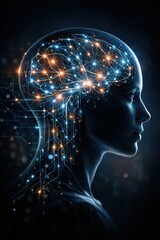 Obraz premium Futuristic AI brain network illustration.