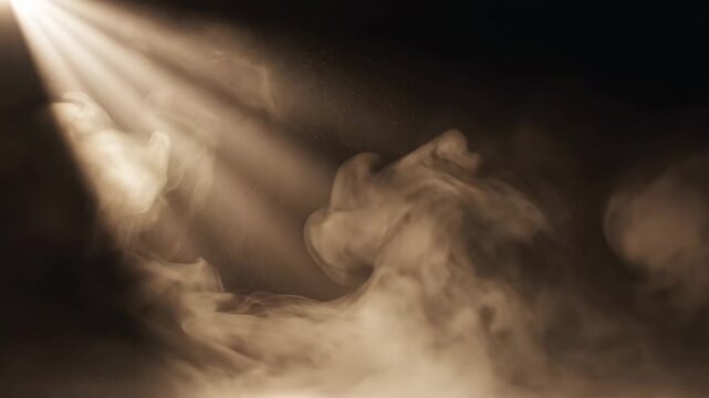 Cinematic Soft Sunlight Rays in Dark Atmospheric Background, Glowing Volumetric Light Seamless Loop