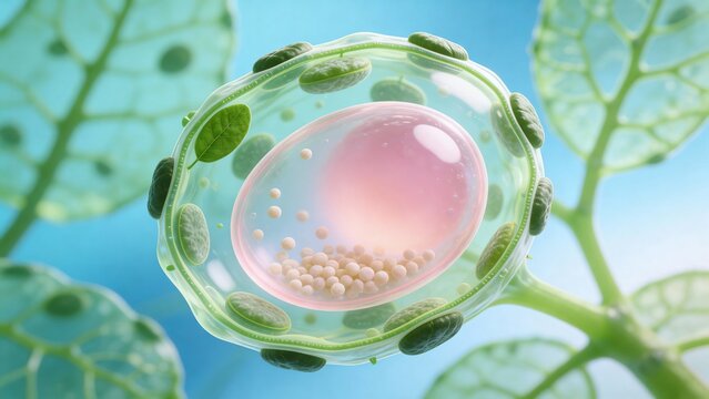 Plant cell with chloroplasts and vacuole