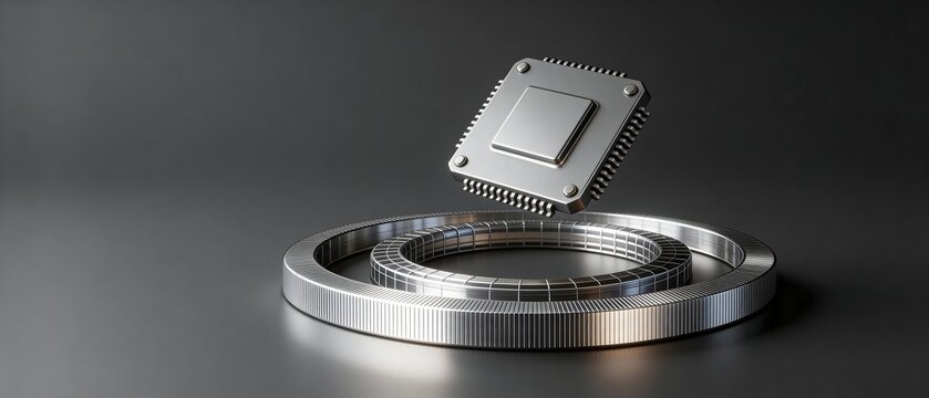 Floating microprocessor above metallic rings