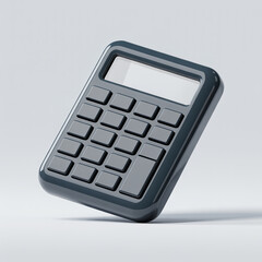 Obraz premium calculator on white background, Glossy 3D Dark Calculator Floating Isolated on Gray Background 