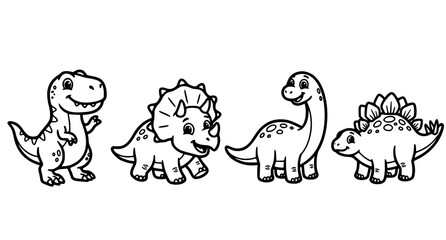 Cute cartoon dinosaurs coloring page for kids © Morjina