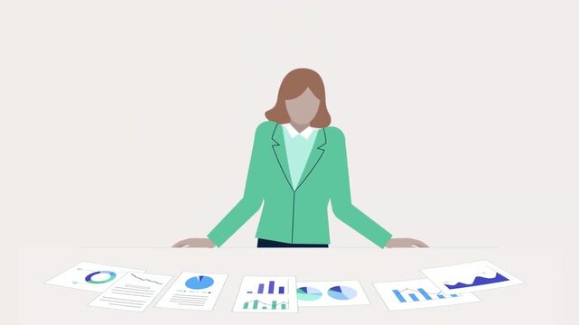 2D Animated Scene of a Businesswoman Looking Confused with a Question Mark over her Head, Financial Auditing and Query Concept